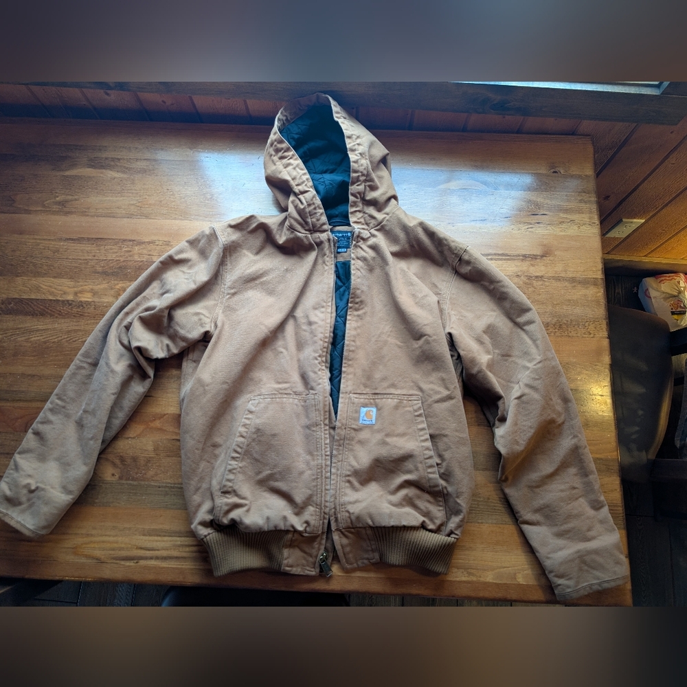 Carhartt Men's Tan Insulated Hooded Duck Jacket